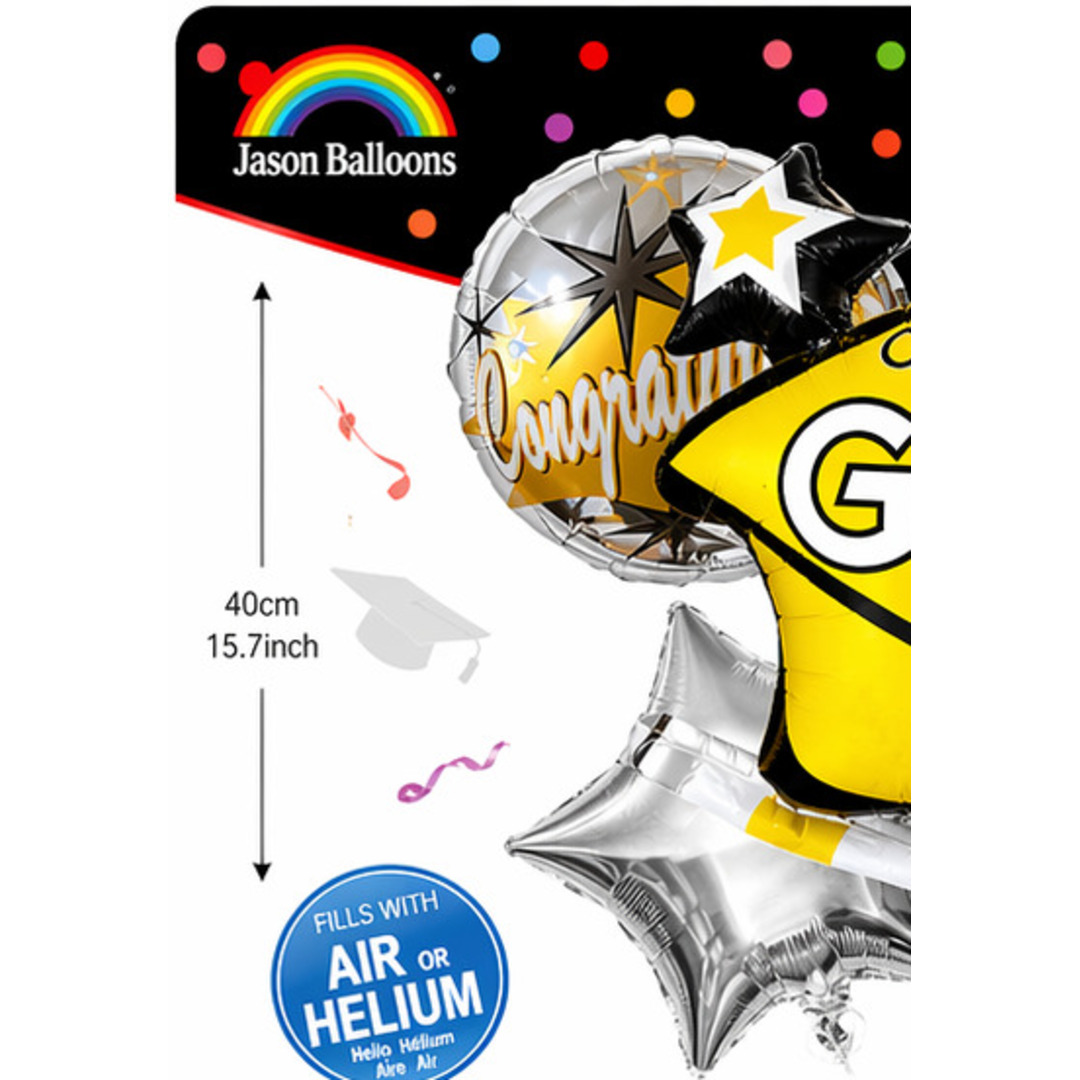 Congrats Grad Yellow Balloon Bouquet — 5pc