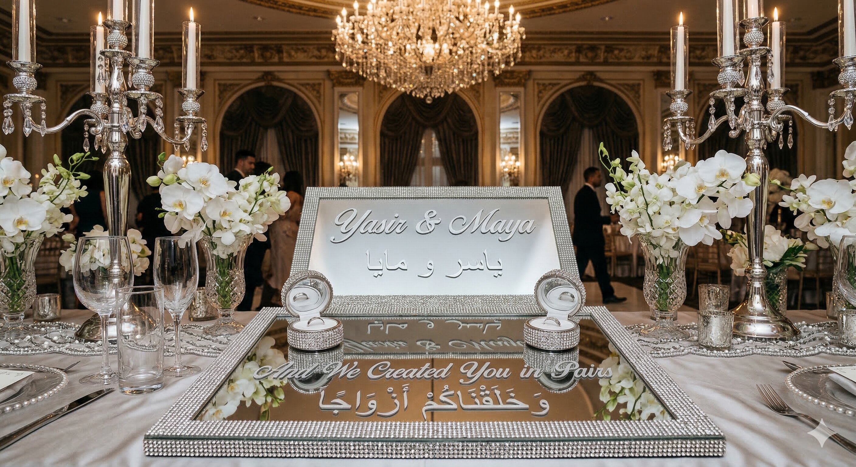 Rhinestone crystal tray at glamorous reception