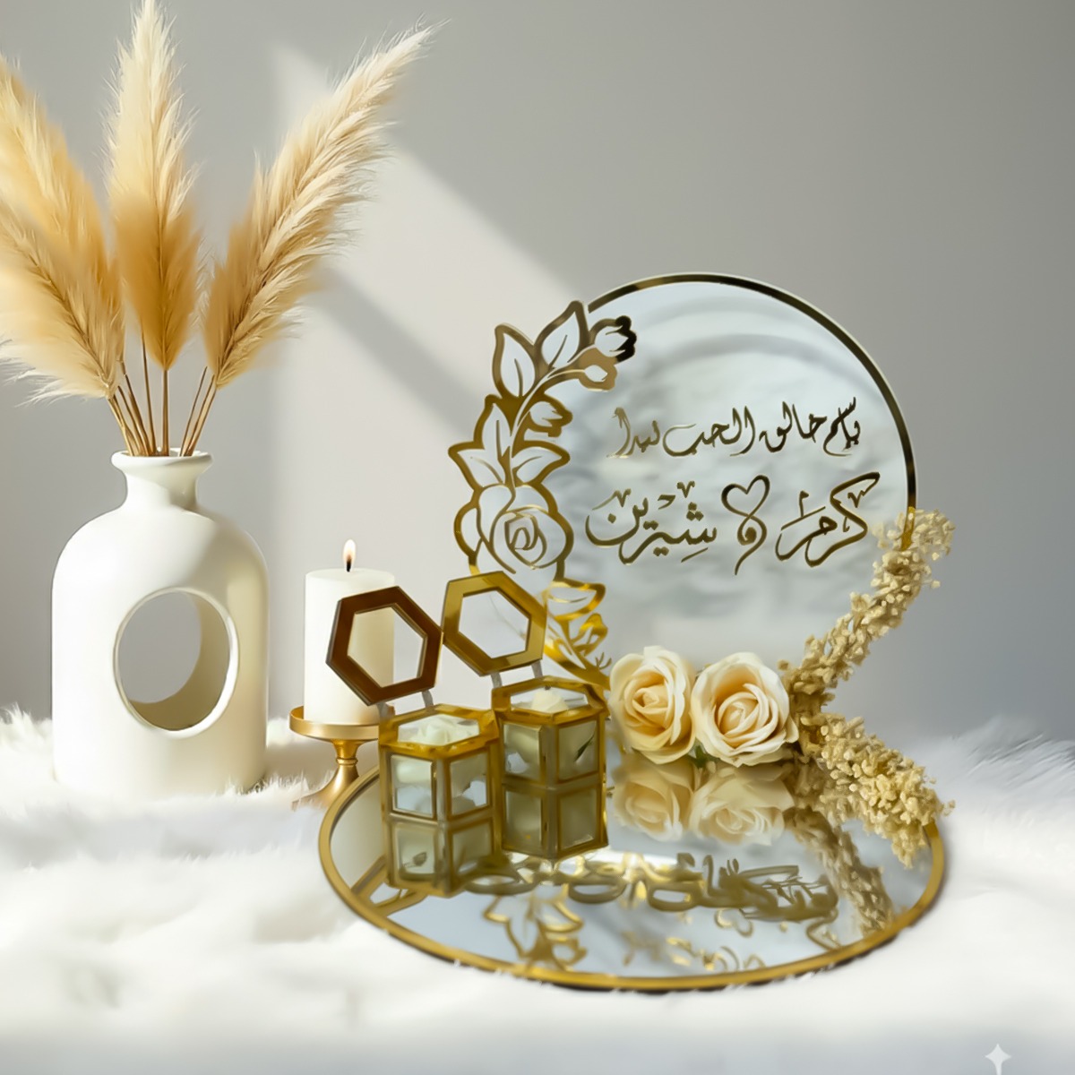 Gold Hoop Stand with Mirror Base