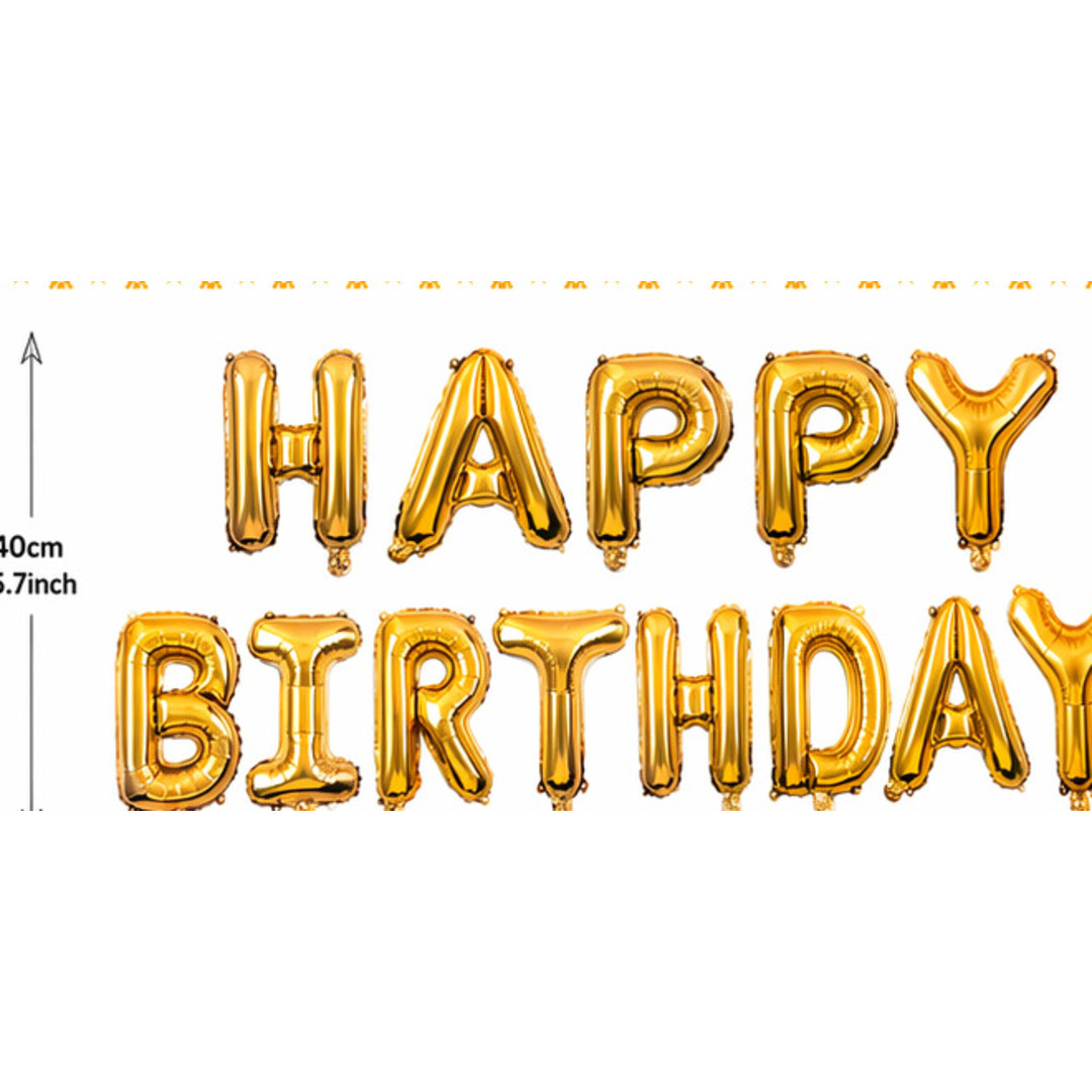 Gold Happy Birthday Letter Balloons — 13pc