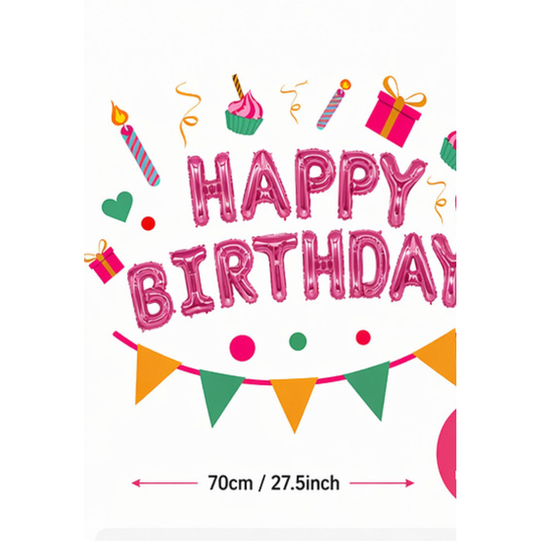 Pink Happy Birthday Letter Balloons — 13pc