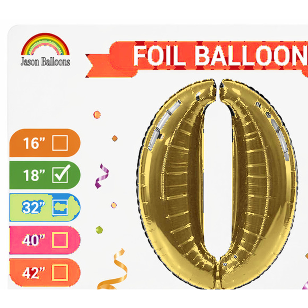 Number 0 Foil Balloon — Gold