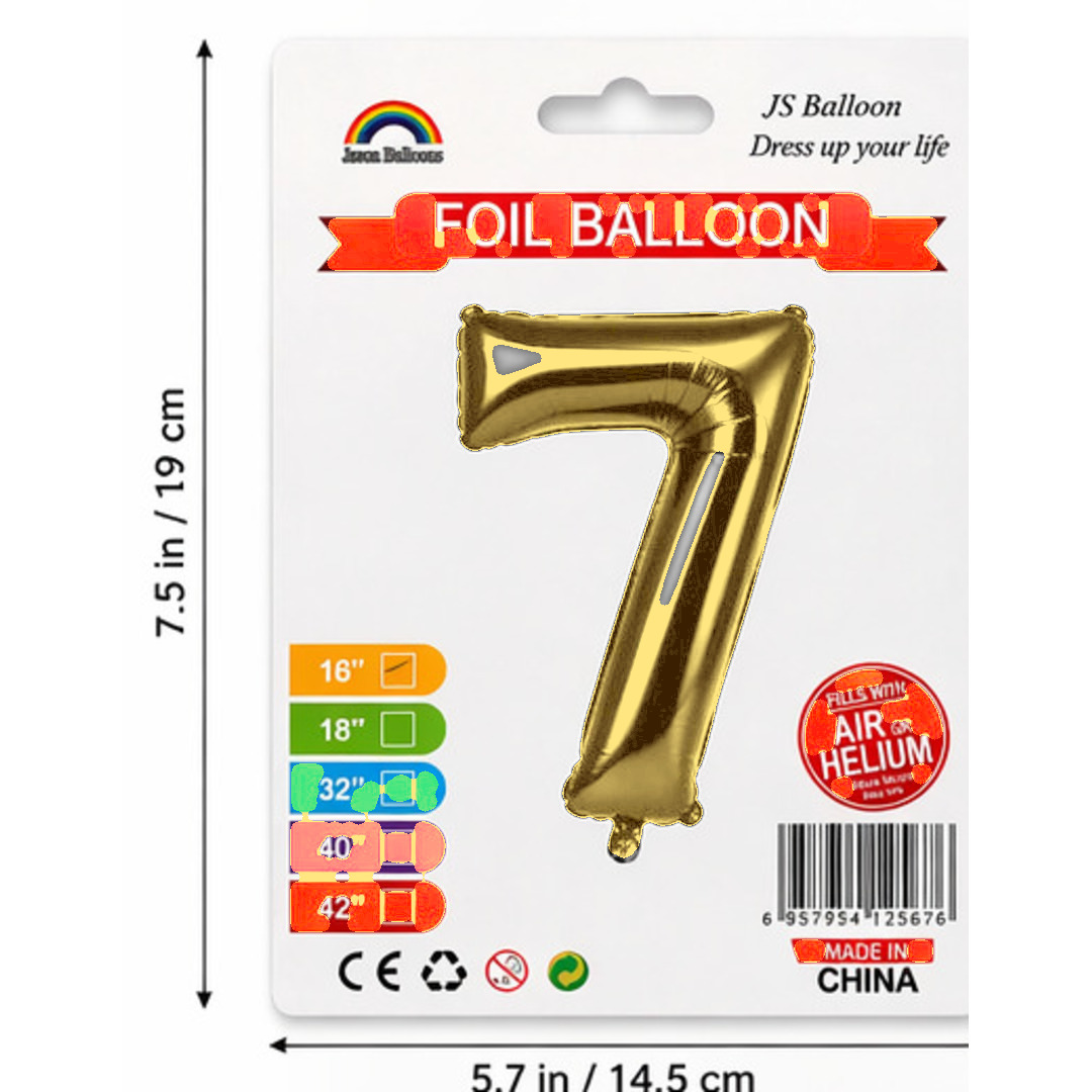 Number 7 Foil Balloon — Gold