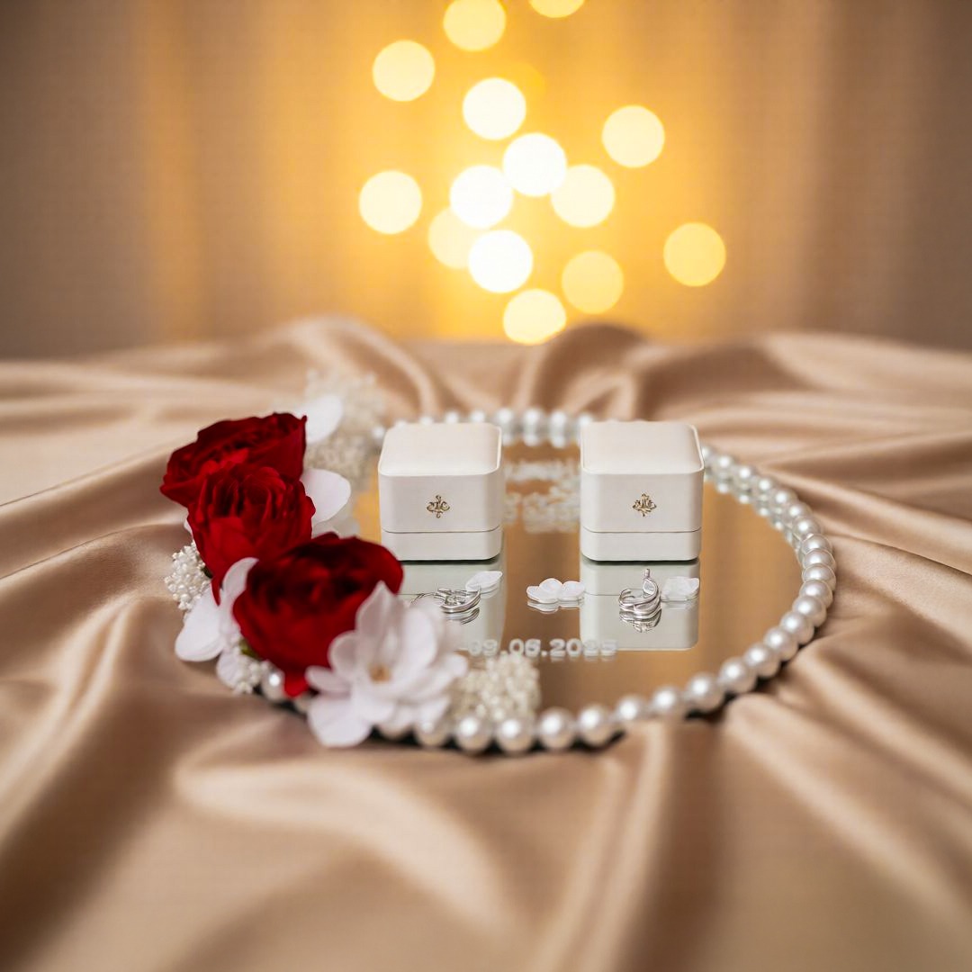 Red Rose Pearl Mirror Tray